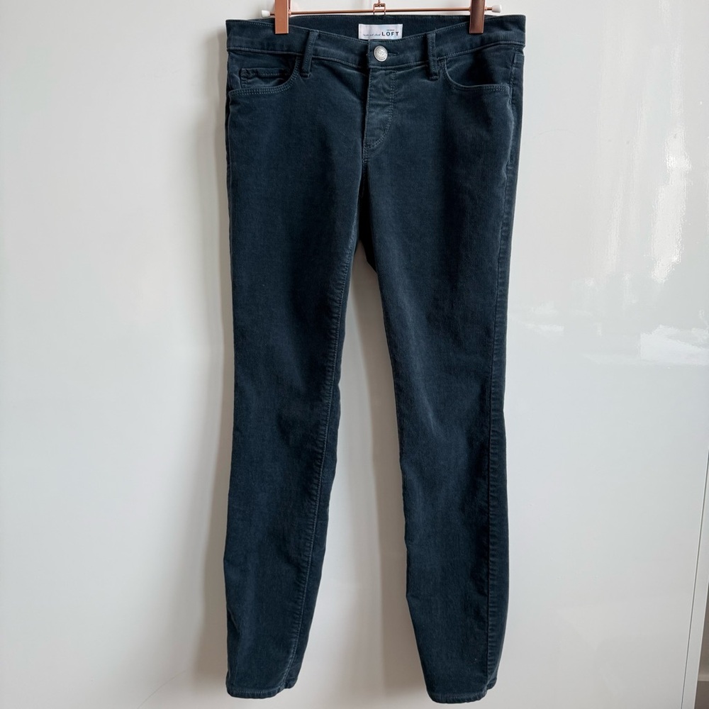 LOFT Modern Skinny Fit Corduroy Pants Teal Blue